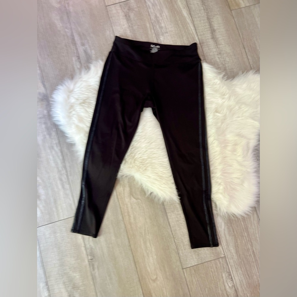 SPLENDID | Black Side Stripe Retro Style Leggings (L)